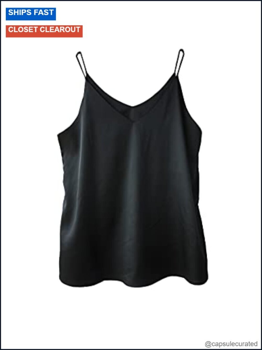 Silk Satin V-Neck Camisole Tank Top Spaghetti Strap Blouse Sleeveless